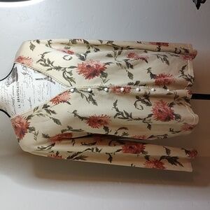 VTG. Silk Judith Hart Collection Cardigan Sweater Dusty Rose & Cream Floral XLG